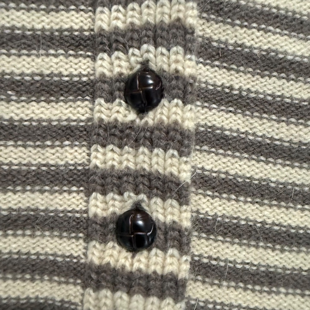 Banana Republic Wool Angora Striped Knit Button Sweater Shawl Collar Size M‎ - Picture 4 of 9